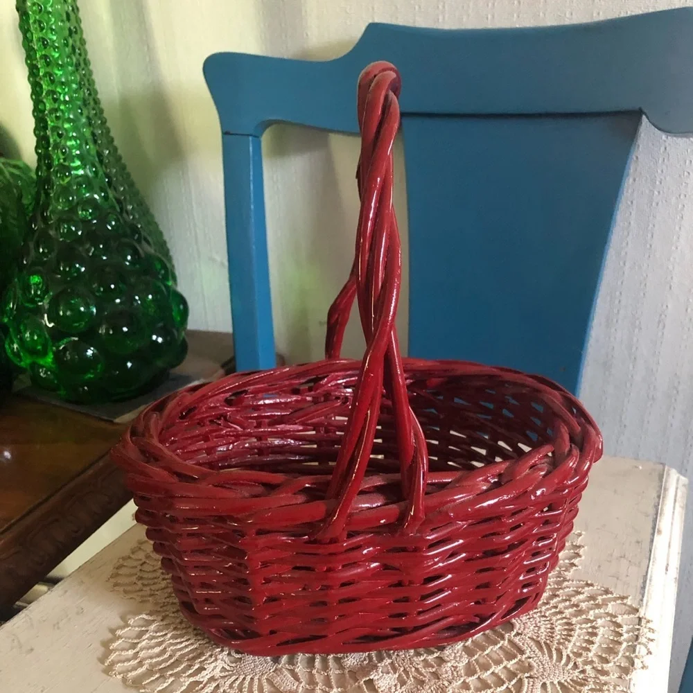 Vintage Red Lacquer Basket